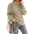 thumbnail image 1 of Asklazy Women's Turtleneck Oversized Sweaters Batwing Long Sleeve Pullover Loose Chunky Knit Jumper,Khaki, 1 of 11