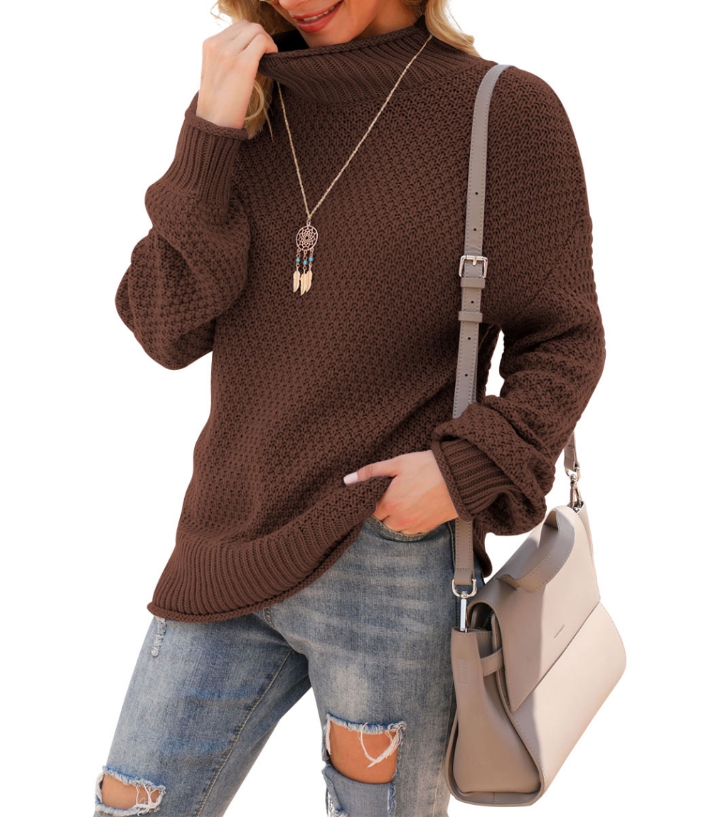 Asklazy Women's Turtleneck Oversized Sweaters Batwing Long Sleeve Pullover Loose Chunky Knit Jumper - image 1 of 12