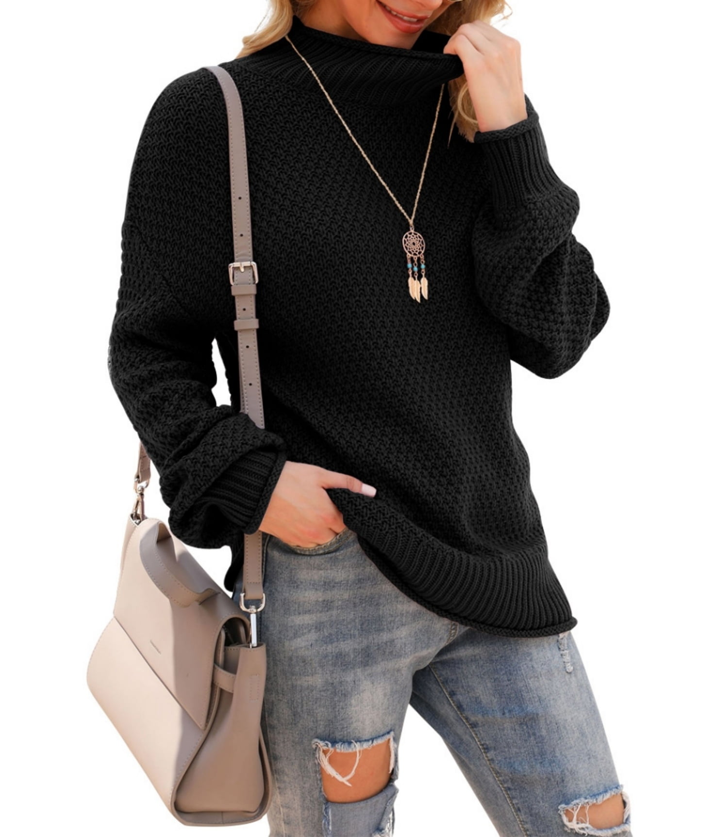 MARYLYN™ - Women's Oversized Turtleneck Sweatshirt Long Sleeve Pullover