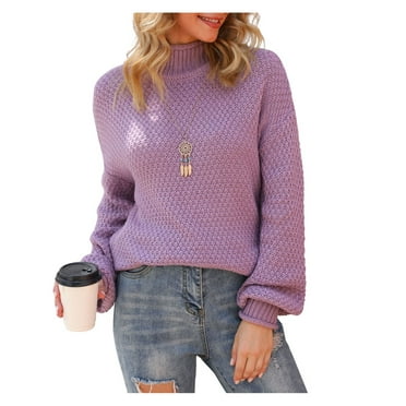 Asklazy Women's Turtleneck Oversized Sweaters Batwing Long Sleeve Pullover Loose Chunky Knit Jumper