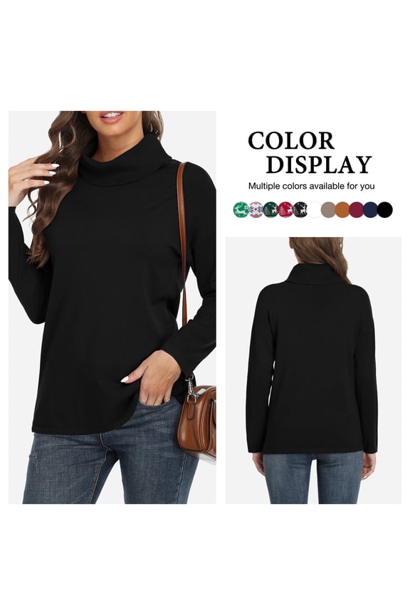 Women's Turtleneck Sweater Long Sleeve Cozy Warm Casual Lightweight Soft Pullover Jumper Tops,US Size,Black,2XL