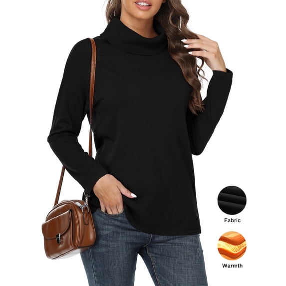 Asklazy Women's Turtleneck Sweater Long Sleeve Cozy Warm Casual Lightweight Soft Pullover Jumper Tops,US Size,Black,M