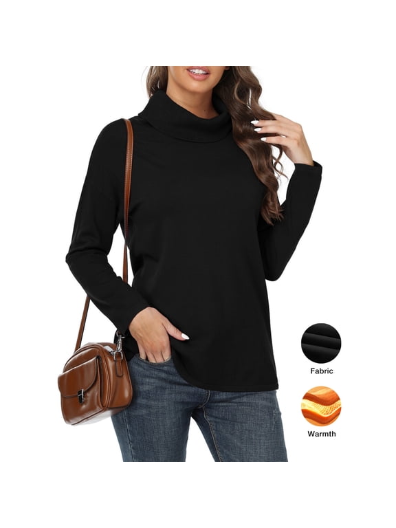 Women's Turtleneck Sweater Long Sleeve Cozy Warm Casual Lightweight Soft Pullover Jumper Tops,US Size,Black,M