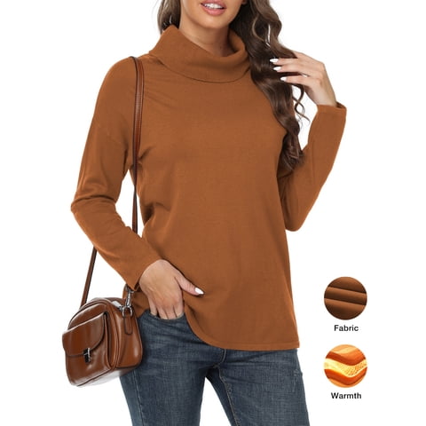 Women's Turtleneck Sweater Long Sleeve Cozy Warm Casual Lightweight Soft Pullover Jumper Tops,US Size,Caramel,L