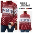 thumbnail image 1 of Asklazy Women's Turtleneck Sweater Long Sleeve Cozy Warm Casual Lightweight Soft Pullover Jumper Tops,US Size,Christmas Snowflake Red,XL, 1 of 7