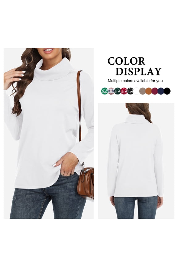 Women's Turtleneck Sweater Long Sleeve Cozy Warm Casual Lightweight Soft Pullover Jumper Tops,US Size,Pure White,2XL