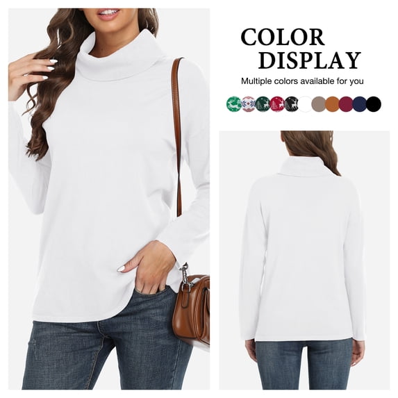 Asklazy Women's Turtleneck Sweater Long Sleeve Cozy Warm Casual Lightweight Soft Pullover Jumper Tops,US Size,Pure White,XL