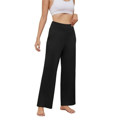 Asklazy Women's Yoga Sweatpants, High Waisted Loose Fit, Black, L