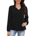 thumbnail image 1 of Asklazy Womens Dressy Chiffon Blouse Business Work Casual Tie Neck Shirt Tops,US Size,L,Black, 1 of 13