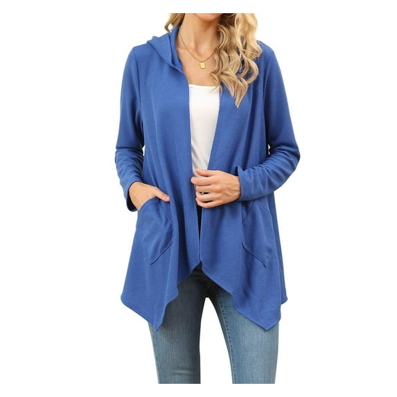 Asklazy Womens Lightweight Cardigans Open Front Knit Long Sleeve Outwear Coat,US Size,S,Royal blue