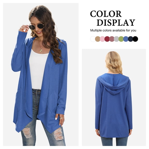 Asklazy Womens Cardigans Open Front Knit Long Sleeve Outwear Coat,Mother's Day,XL,Royal blue