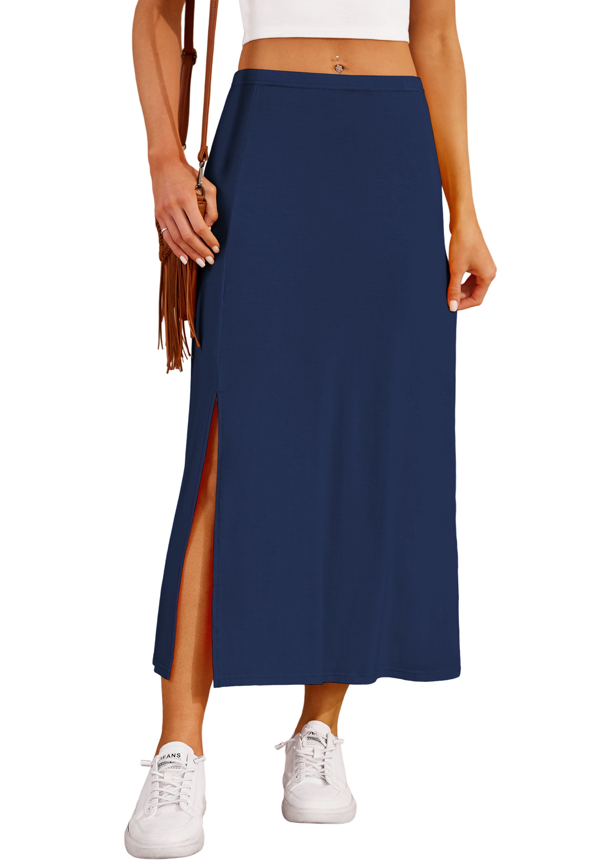 Summer Women Casual Solid Color High Waist Mini Split Skirt