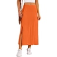 thumbnail image 1 of Asklazy Women's Casual Elegant Elastic High Waist Side Split Floral Lilies Midi Skirt, 1 of 11