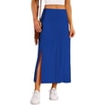 thumbnail image 1 of Asklazy Women's Casual Elegant Elastic High Waist Side Split Floral Lilies Midi Skirt, 1 of 11
