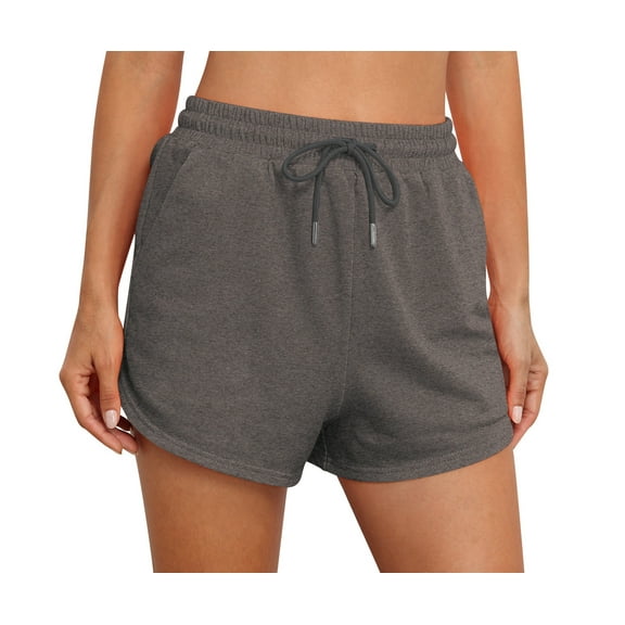 Asklazy Womens Sweat Shorts with Pockets Cotton Trendy Drawstring Summer Workout Running Casual Lounge Athletic Shorts for Women,US Size,Dark Grey,L