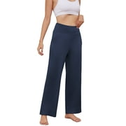ASKLAZY Womens Wide Leg Pants Comfy Lounge Pajamas Loose Fit High Waisted Sweatpants Yoga with Pockets,US Size,S,Navy