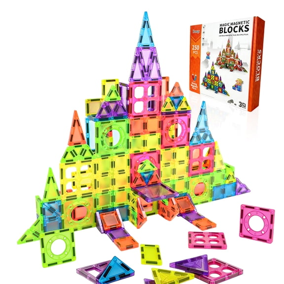 Askmuse 46PCS Magnetic Blocks Building Set, Magnet Tiles for Toddlers, Strong Magnets STEM Toys, Safe Magnetic Toys for Kids Ages 3+