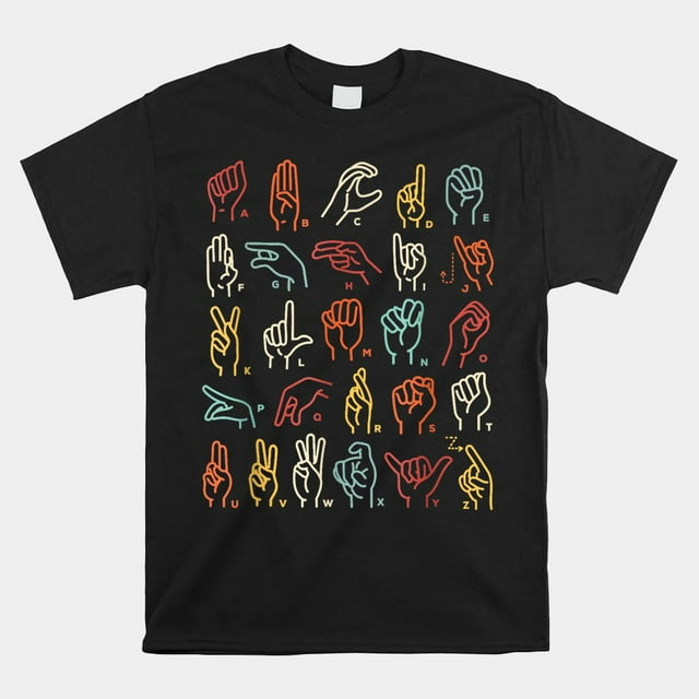 Asl Abc American Sign Language Alphabet Retro Deaf Awareness Shirt