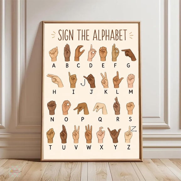 Asl Alphabet For American Language Chart The Alphabet Wall Art Classroom Homeschool Learning Print