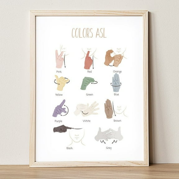 Asl Colors Poster: Playroom Wall Art - Wall Art Print, 16x24 UNFRAMED