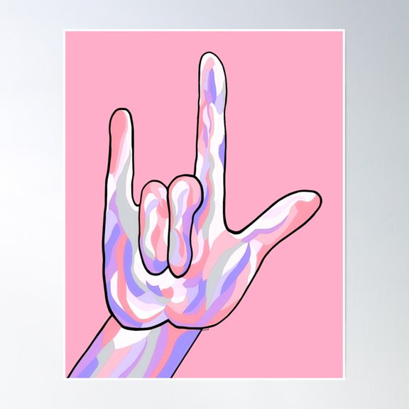 Asl I Love You Baby Pink Vintage Wall Arttrendy Retro Poster