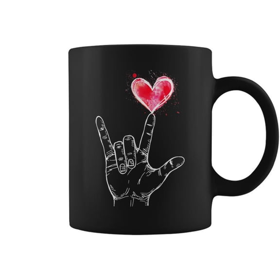Asl I Love You Hand Sign Language Heart Valentines Day Coffee Mugs