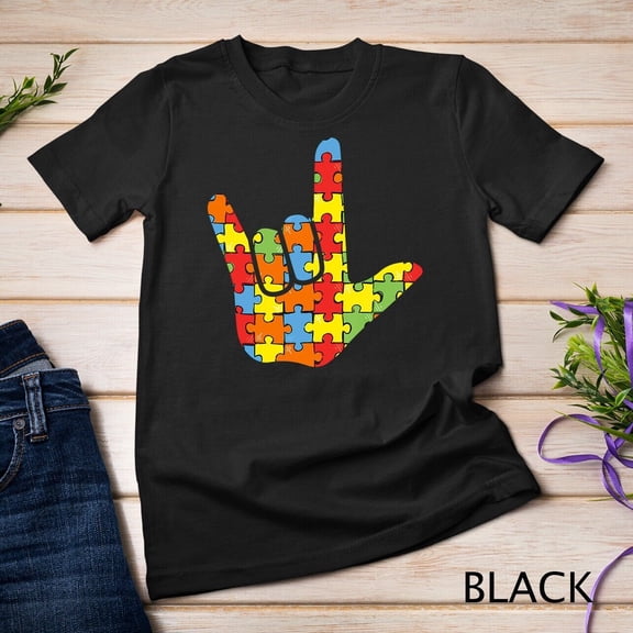 Asl Love Sign Language Autism Awareness Support T-Shirt