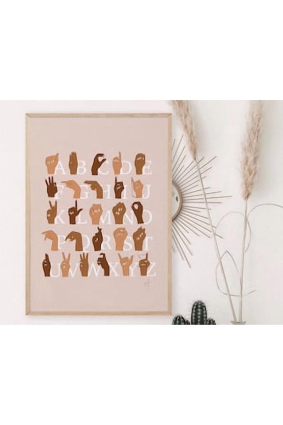Asl Poster American Language Poster Language Alphabet Poster Classroom Art Inclusive Language Alphabet , Poster Print Only
