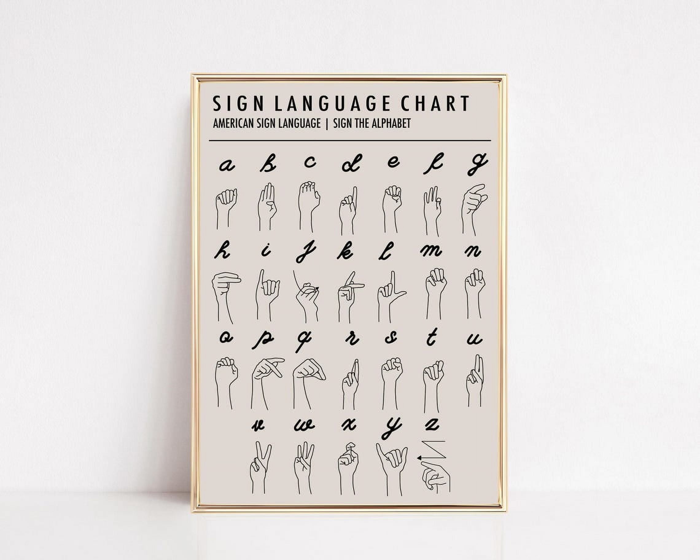 Asl Poster American Sign Language Alphabet Chart Boho Classroom Decor ...