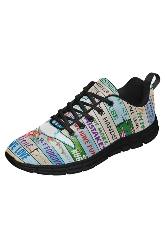 Asl Sign Language In This House We Talk With Our Hands Running Shoes Sneakers Mesh Black Size 8.5