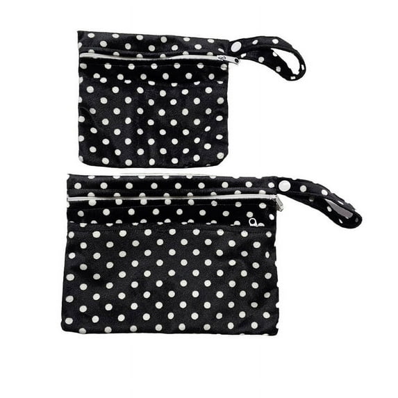 Aslana 2-Pack Cloth Wet Dry Bags for Women Cloth Menstrual Sanitary Pads & Baby Diaper Inserts. Double Zipped Pockets. Made of Waterproof Minky PUL Fabric. Reusable & Washable.