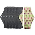 thumbnail image 1 of Aslana 6-Pack Women Cloth Menstrual Sanitary Pads with Wings. Reusable & Washable. 3 Sizes Available for Overnight Heavy flow, Daily flow or Pantyliner., 1 of 5