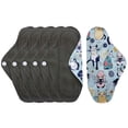 thumbnail image 1 of Aslana 6-Pack Women Cloth Menstrual Sanitary Pads with Wings. Reusable & Washable. 3 Sizes Available for Overnight Heavy flow, Daily flow or Pantyliner., 1 of 5