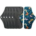 thumbnail image 1 of Aslana 6-Pack Women Cloth Menstrual Sanitary Pads with Wings. Reusable & Washable. 3 Sizes Available for Overnight Heavy flow, Daily flow or Pantyliner., 1 of 5