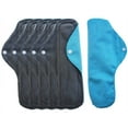 thumbnail image 1 of Aslana 6-Pack Women Cloth Menstrual Sanitary Pads with Wings. Reusable & Washable. 3 Sizes Available for Overnight Heavy flow, Daily flow or Pantyliner., 1 of 5