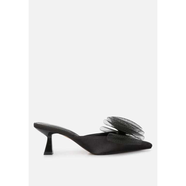 Asma Organza Bow Embellished Satin Mules - Walmart.com