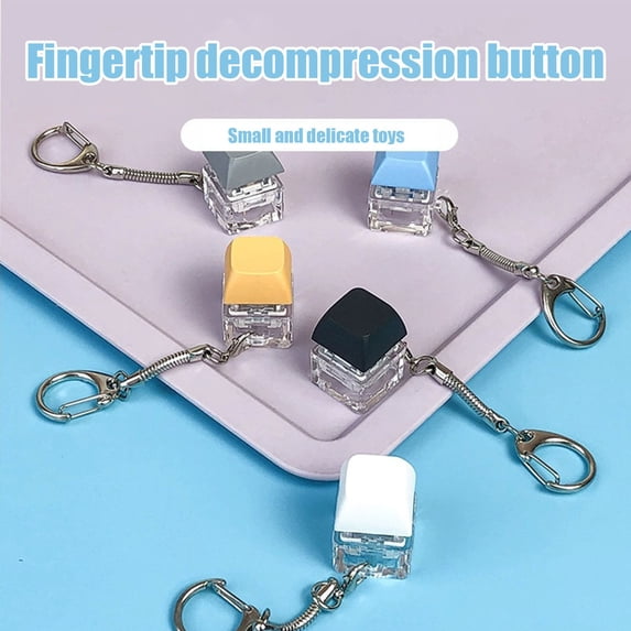 Asmr Keyboard Squeeze, Keyboard Squeeze Clicker, 1X1 in Clear Body, Auditory Stimulation, Quiet Moments, Pink, 1 Pc Keyring