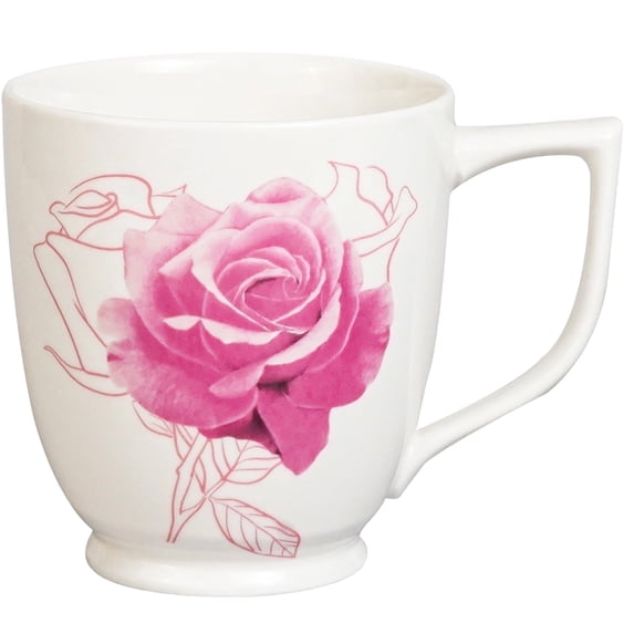 15oz Pink Rose Fine Ceramic Mug, Romantic Floral Coffee/Tea Cup, Decorative Drinkware with Elegant Rose Design, Gift for Her, Dishwasher Safe, Elegant Mug for Home Kitchen & Gifting
