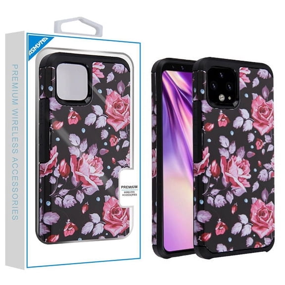 Asmyna Astronoot Protector Cover For Google Pixel 4 Xl - Pinky White Rose Black