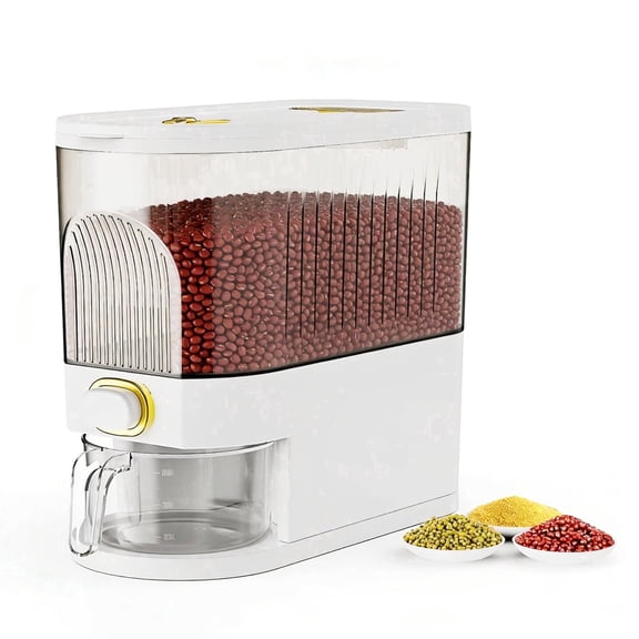 Asnews 11Lbs Rice Dispenser Storage With Date Tracker & Spice Box, Bpa-Free Clear Rice Holder Dispenser, Cereal Dispenser For Pantry For Rice, Quinoa, Corn, Beans, And Other Small Grains
