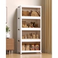 thumbnail image 1 of Asnews 4 Tier Stackable Storage Bins with Lids & Magnetic Doors, 55 QT Foldable Storage Cabinet with Wheels, Transparent Plastic Storages Drawers for Bedrooms, Living Rooms, and Studies, 1 of 7