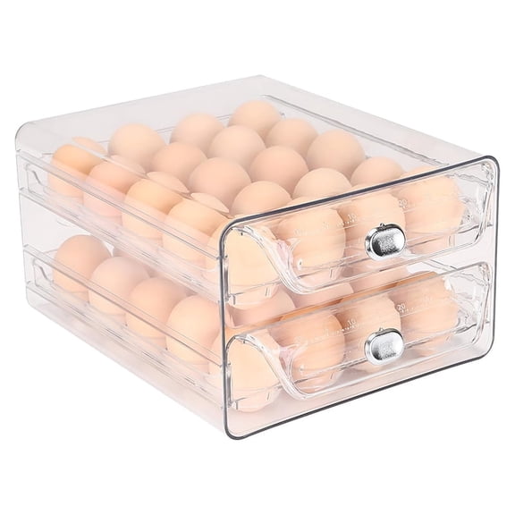 Asnews 40 Eggs Organizer for Refrigerator, Large Egg Holder for Fridge, Clear Plastic Container Drawer for Egg