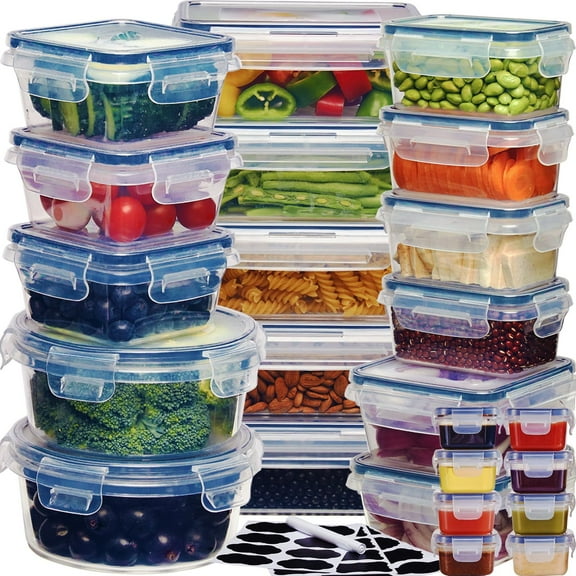 Asnews 48 Pcs Food Storage Containers With Lids, Reusable Meal Prep Containers, Bpa-Free, Leak-Proof With Labels & Pen (24 Ctn & 24 Lids)