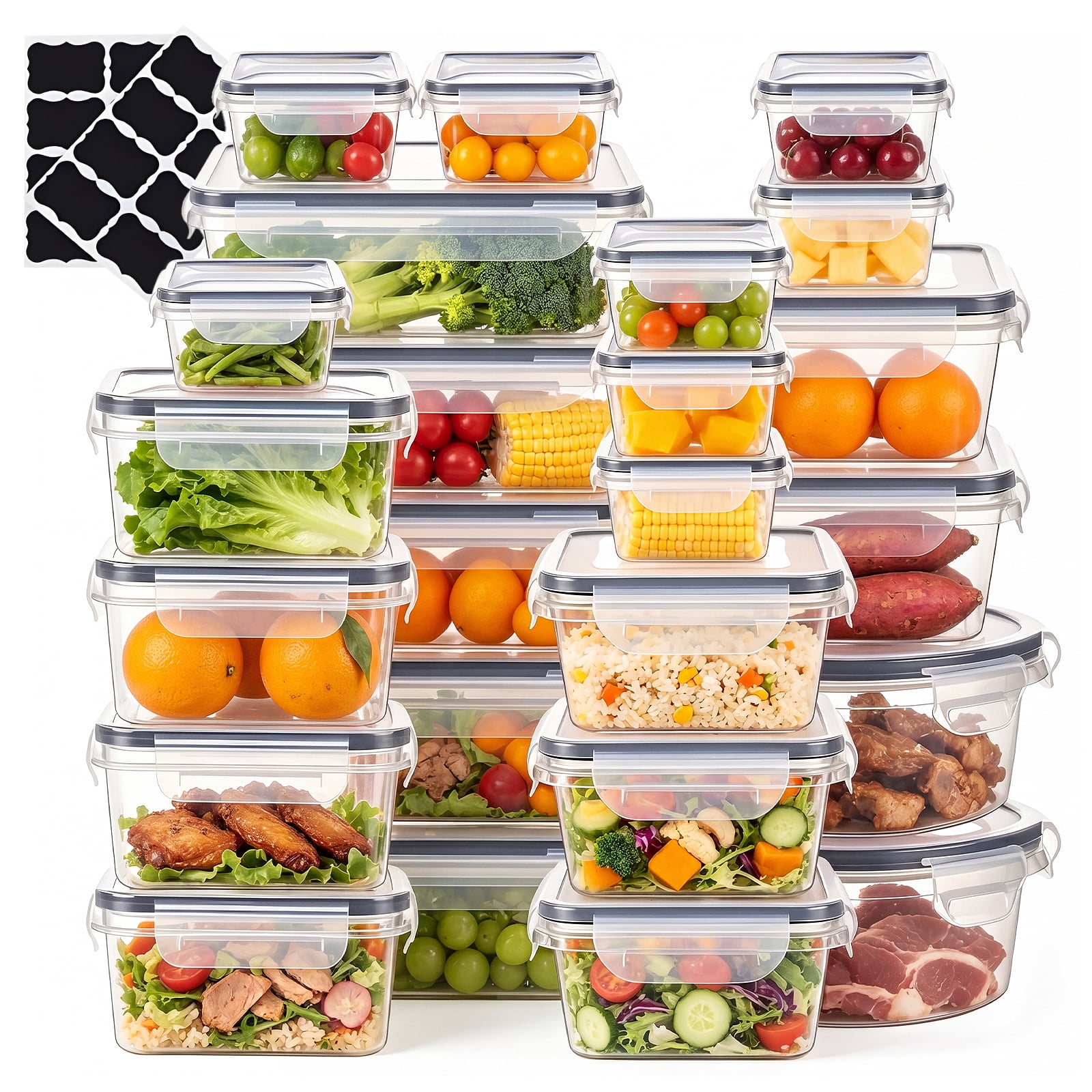 Resable Containers Asnews 48 Pcs Food Storage Containers With Lids, Reusable Meal Prep ...