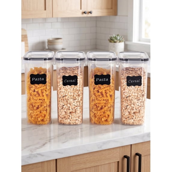 YHIPL Kitchen Cereal Containers Storage Set with Lids – 4 Pack 2.5L/84.53OZ Airtight Food Storage Containers