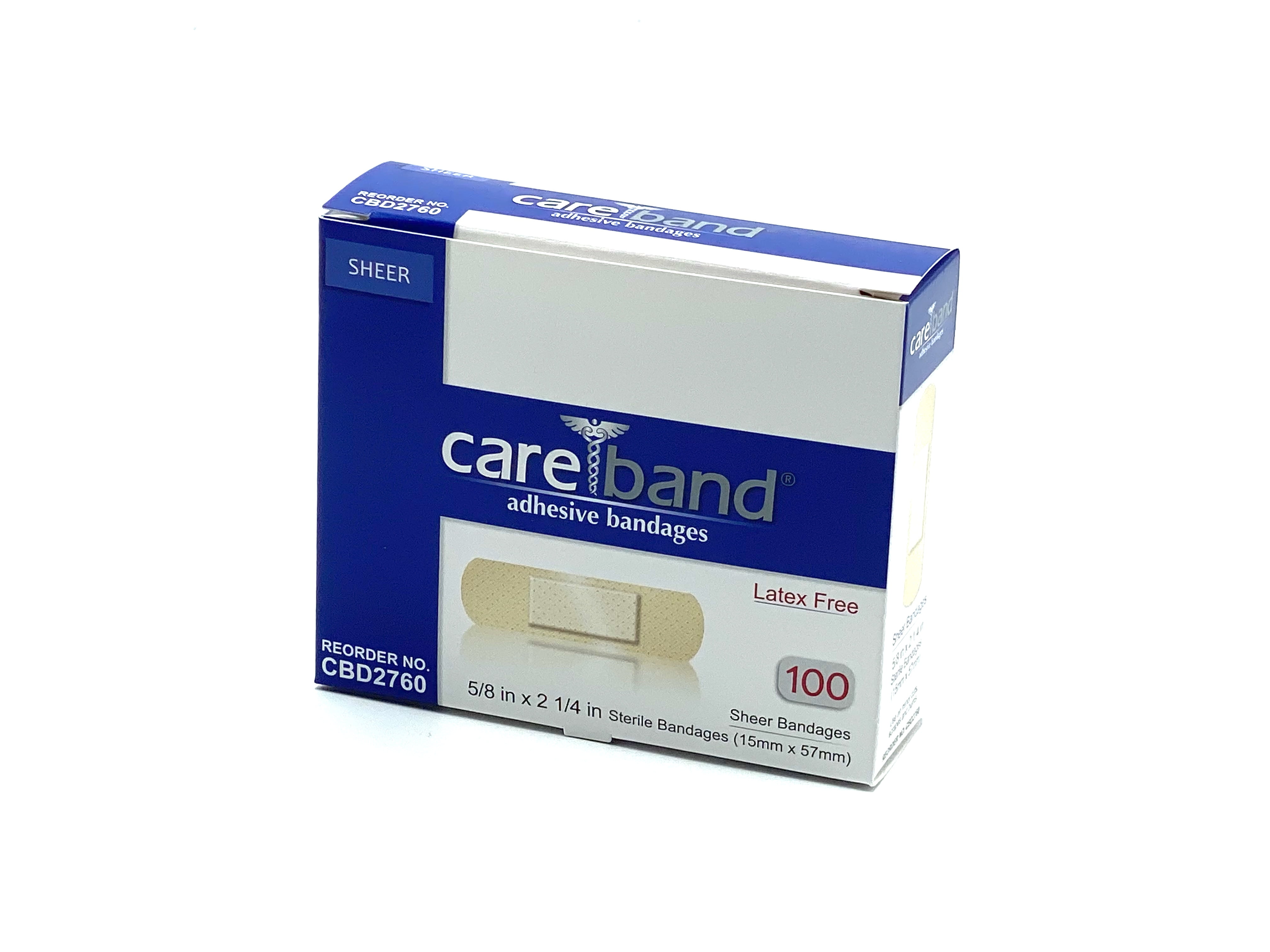 Aso Careband Sheer Adhesive Bandages Sterile 5/8" x 2 1/4" 100/BX