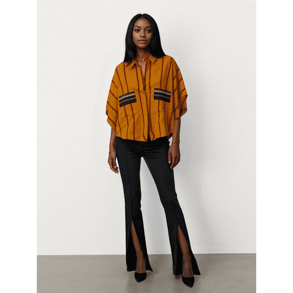 Aso Oke (Hand Woven) Top (Yellow, 18)