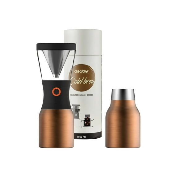 Asobu Coldbrew Portable Cold Brew Coffee Maker With a Vacuum Insulated 1 Liter Stainless Steel 18/8 Travel Carafe Bpa Free (Copper)