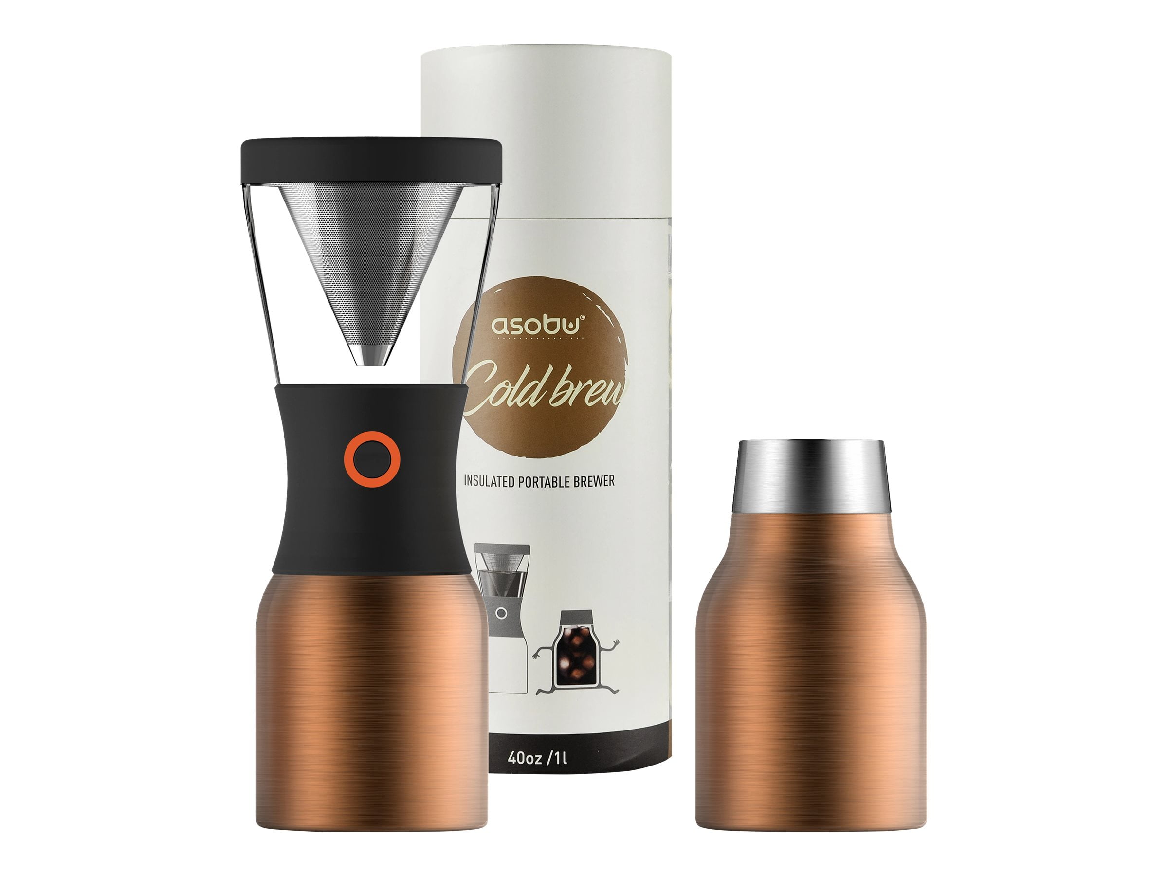 Asobu Copper Portable Cold Brew Coffee Maker with Thermal Cup