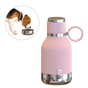 Asobu Dog Bowl Attached to Stainless Steel Insulated Travel Bottle for Human 33 Ounce (Pink)